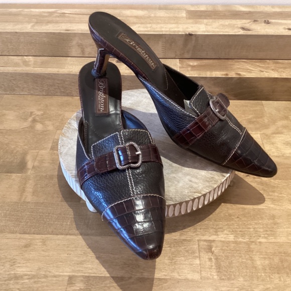 Brighton “Precia” Rich Brown Leather Mule Slides Size 8 - Picture 2 of 6
